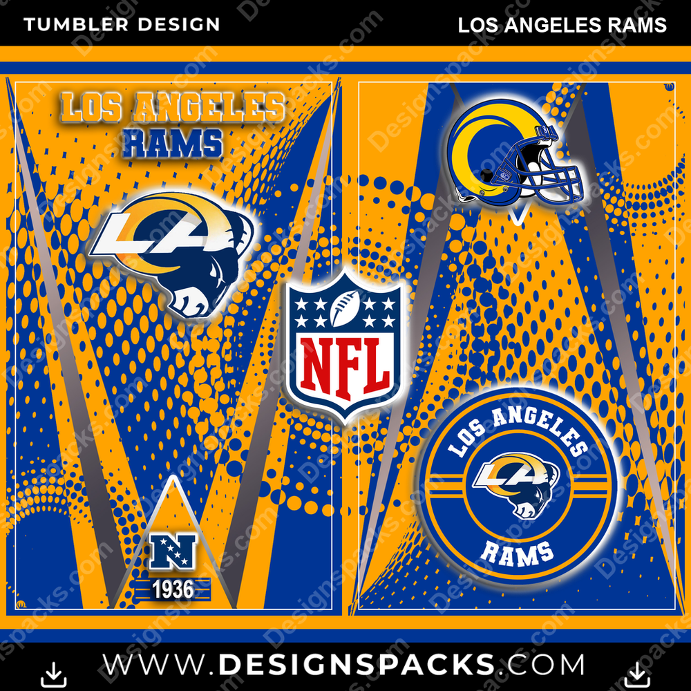 Football Team Logo Los Angeles Rams NFL Football Tumbler Digital Wrap Design Download