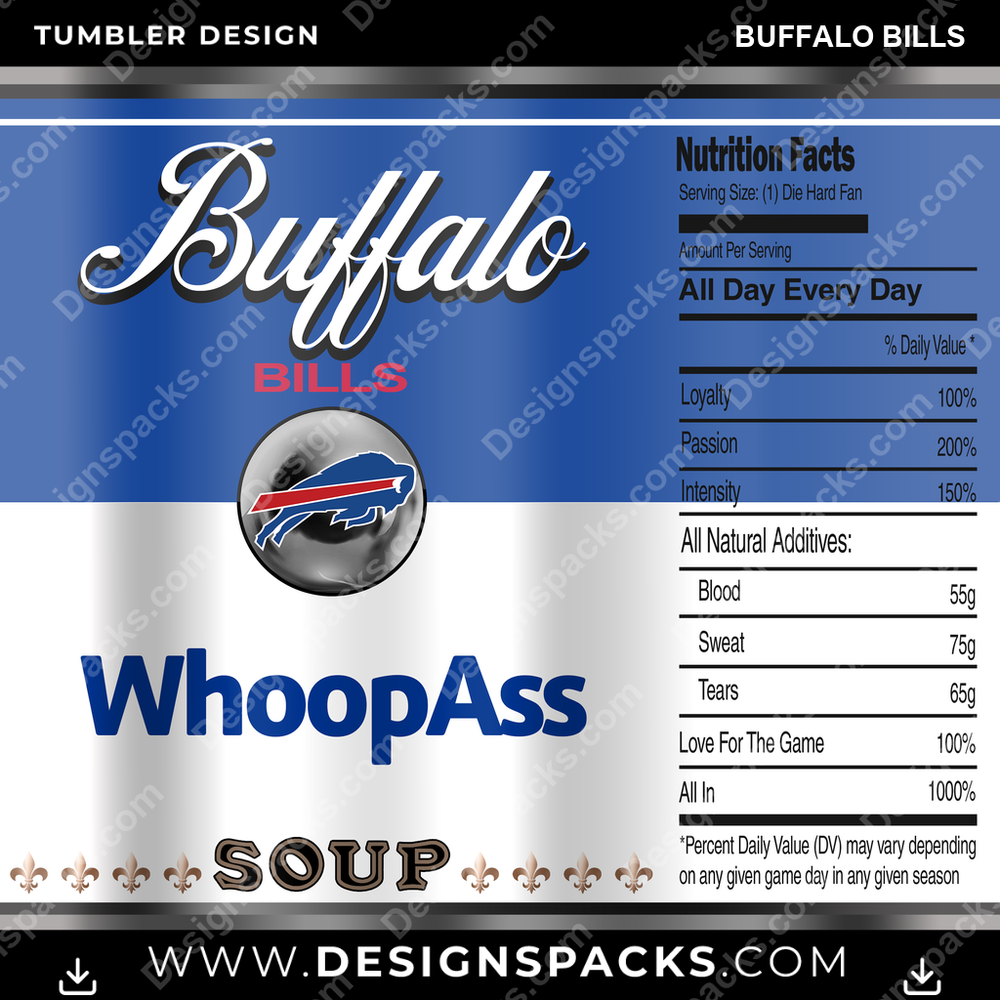 Football Soup Can Buffalo Bills NFL Football Tumbler Digital Wrap Design Download