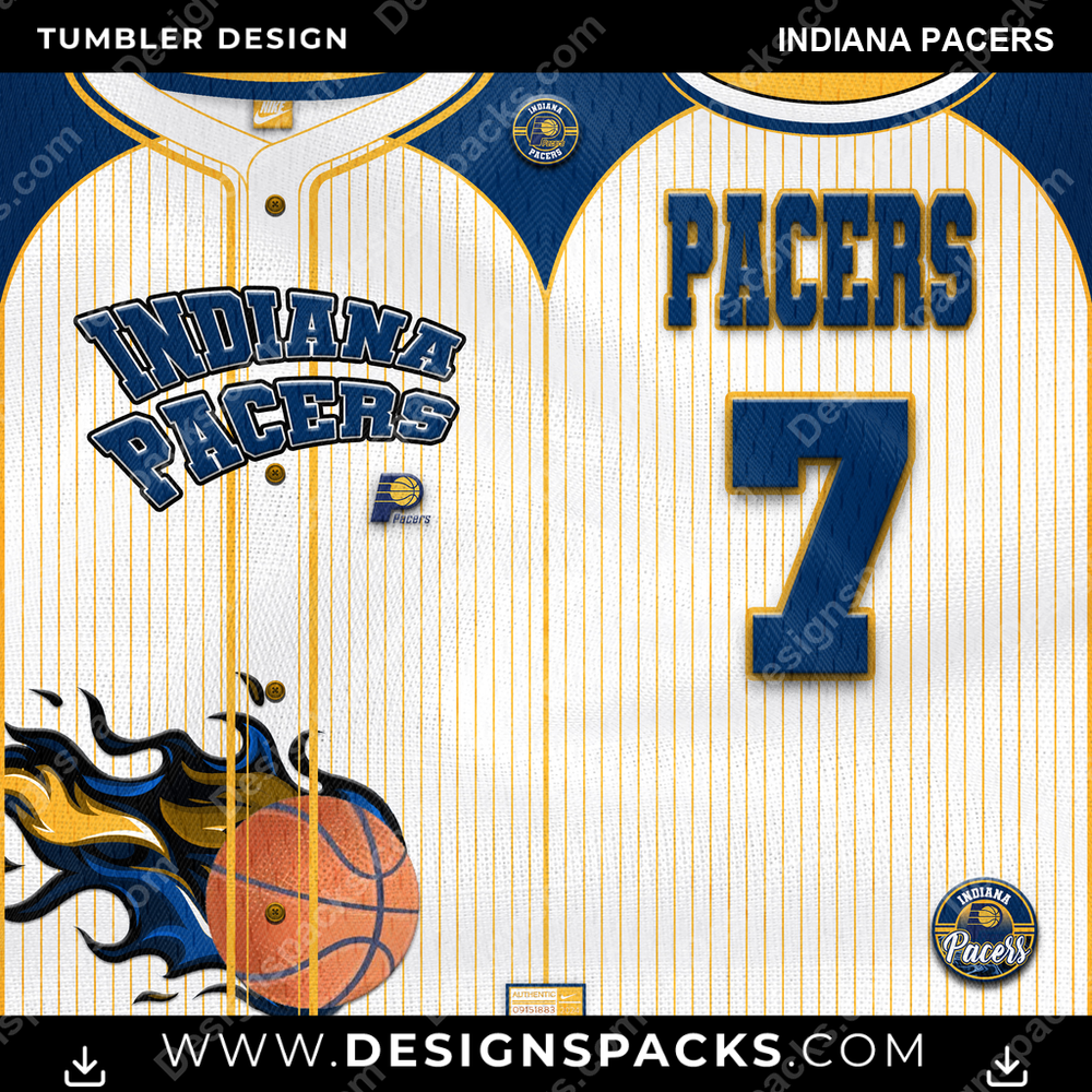 Basketball Team Button-Up Jersey Indiana Pacers Tumbler Digital Wrap Design