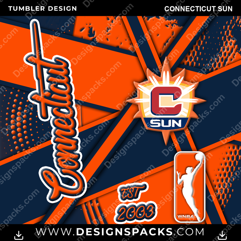 Basketball Team Sport Connecticut Sun Tumbler Digital Wrap Design