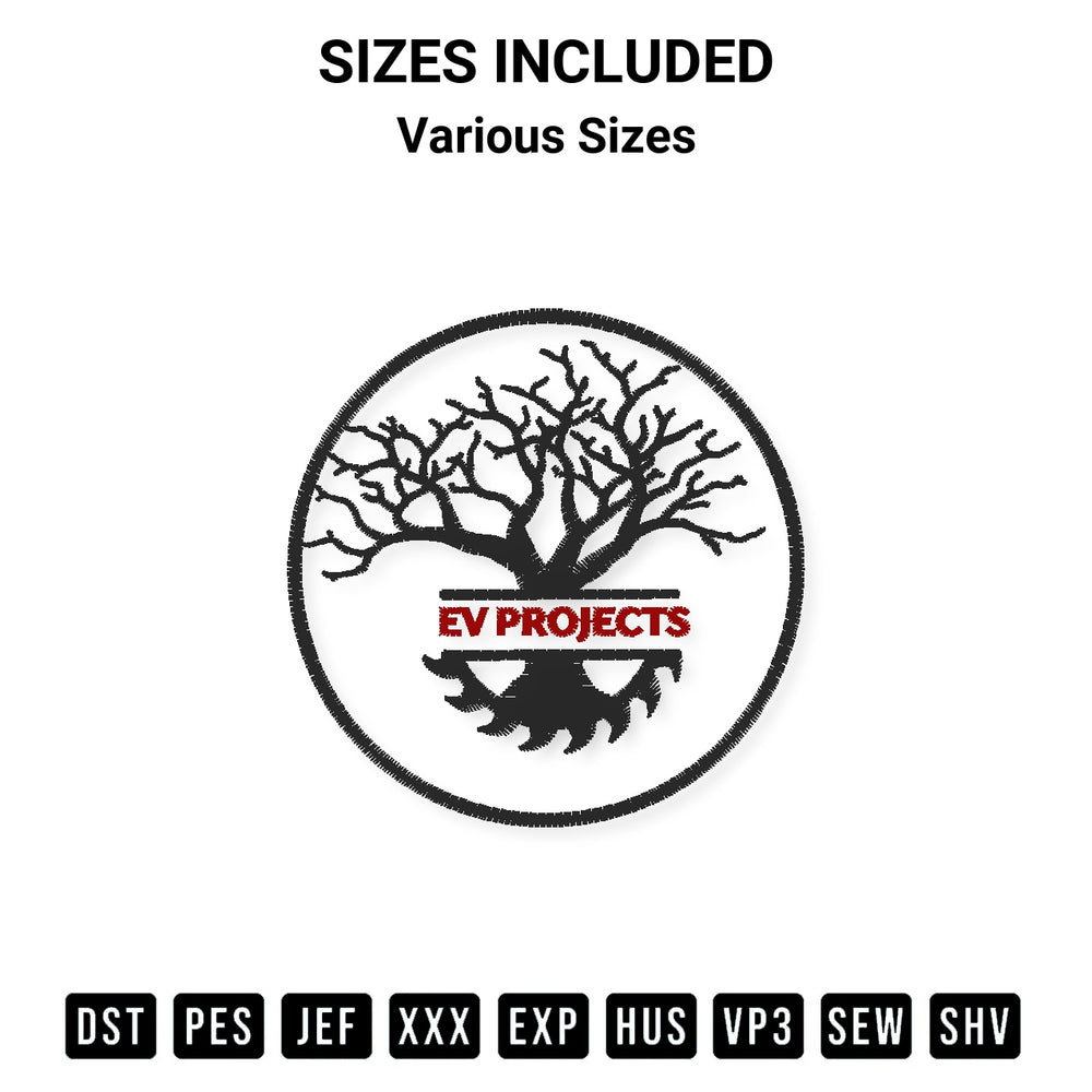 Create amazing crafts with the Ev Projects Circle Logo Embroidery Design embroidery file. High-quality digital download from Designspacks.com, perfect for beginners and pros. Available sizes: Various Sizes.