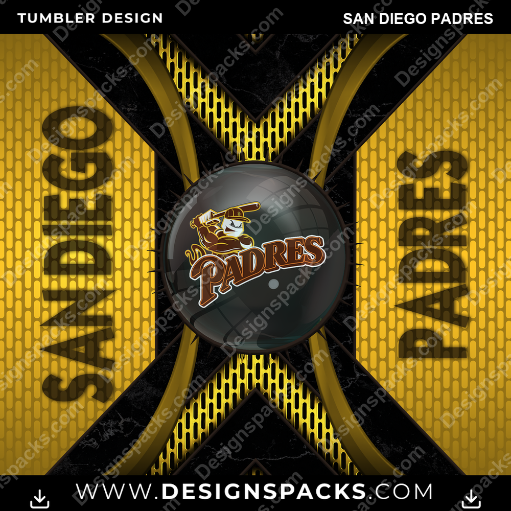 Baseball Metal Grating San Diego Padres Tumbler Digital Wrap Design