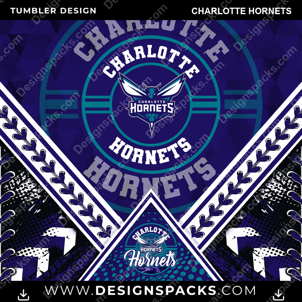 Basketball Diamond Charlotte Hornets Tumbler Digital Wrap Design