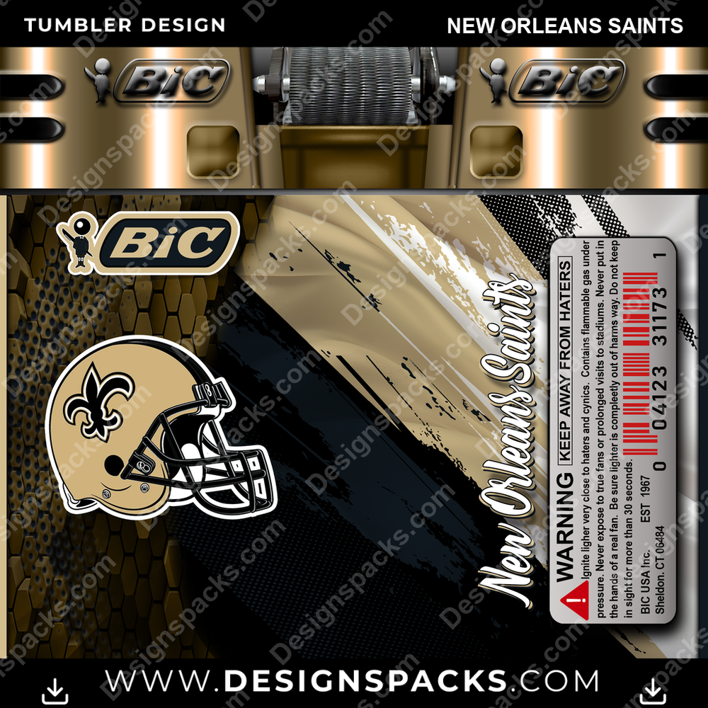 Football BIC Lighter New Orleans Saints NFL Football Tumbler Digital Wrap Design Download
