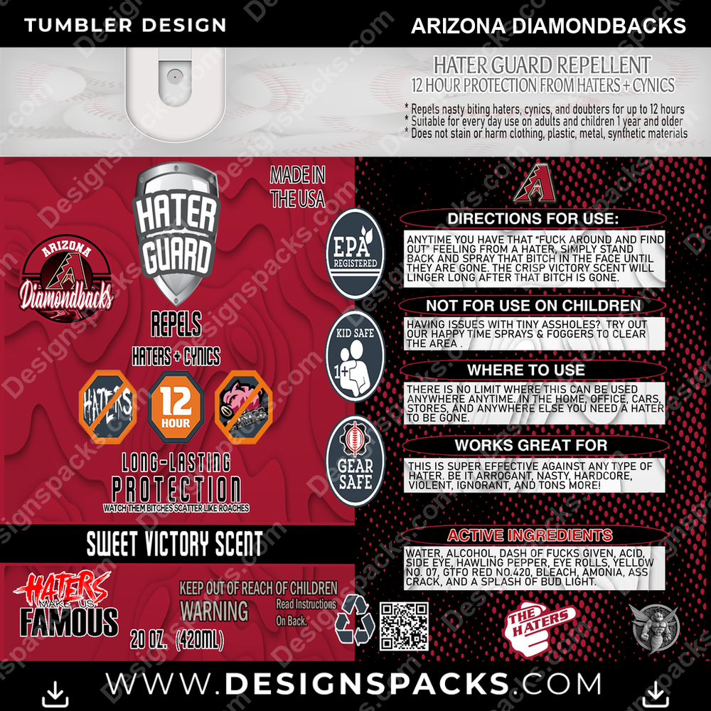 Baseball Hater Guard Arizona Diamondbacks Tumbler Digital Wrap Design