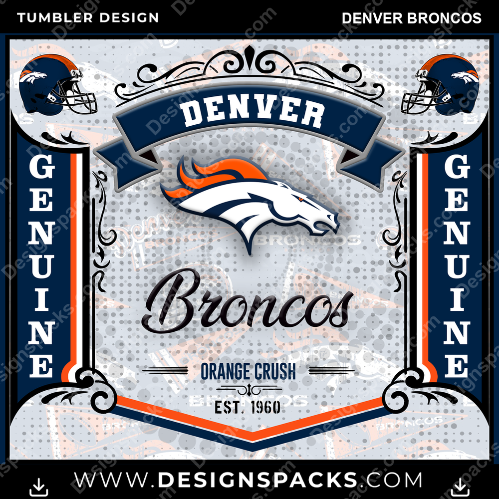 Football Bud Denver Broncos Tumbler Digital Wrap Design