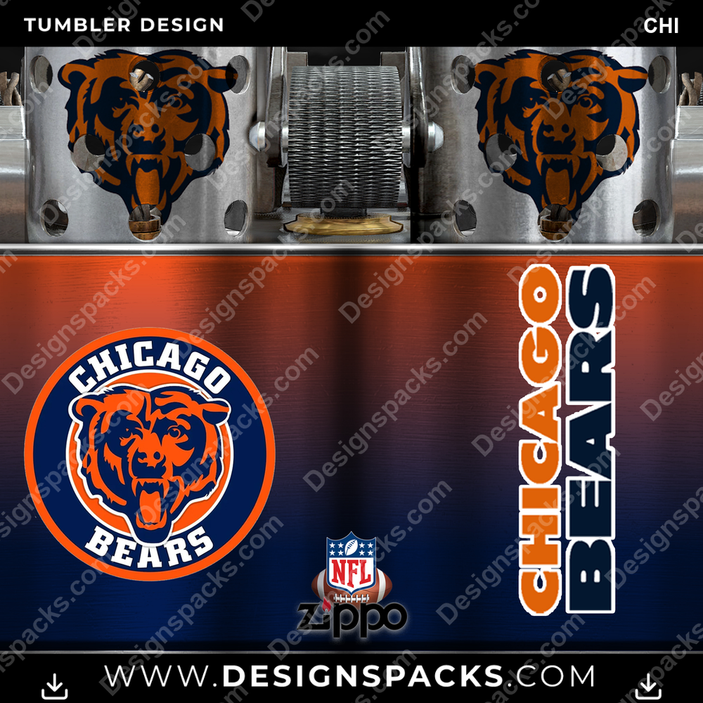 Football Zippo Lighter CHI NFL Football Tumbler Digital Wrap Design Download