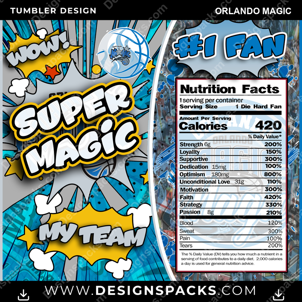 Basketball Super Team Orlando Magic Tumbler Digital Wrap Design