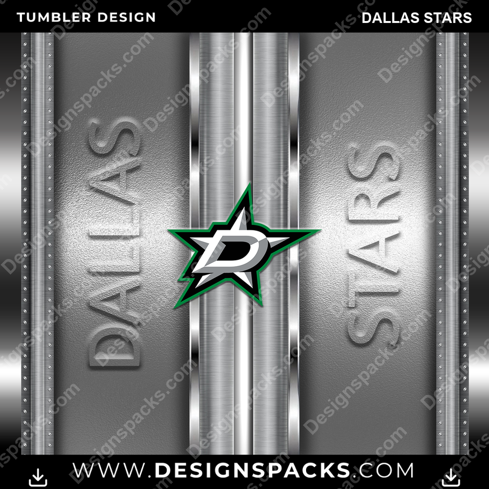 Ice Hockey Metallic Dallas Stars NHL Hockey Tumbler Digital Wrap Design Download