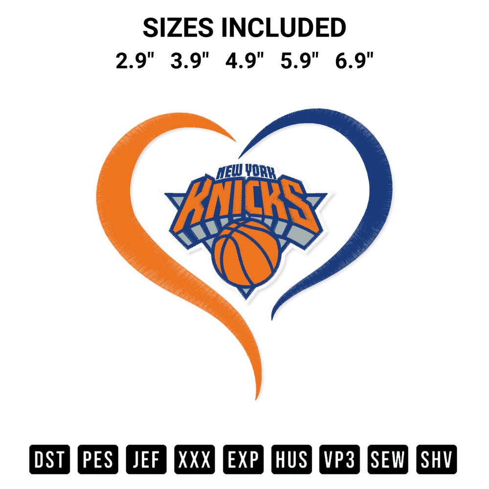 Looking for the perfect pattern? Download the Knicks New York Heart Nba Embroidery Design embroidery design today at Designspacks.com. Crisp, clean stitching guaranteed. Available sizes: 2.9", 3.9", 4.9", 5.9", 6.9".