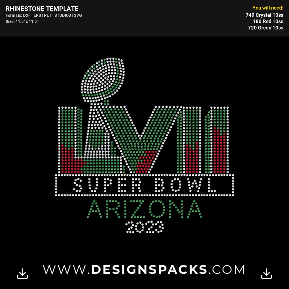 Super Bowl Arizona 2023 Rhinestone Digital Template
