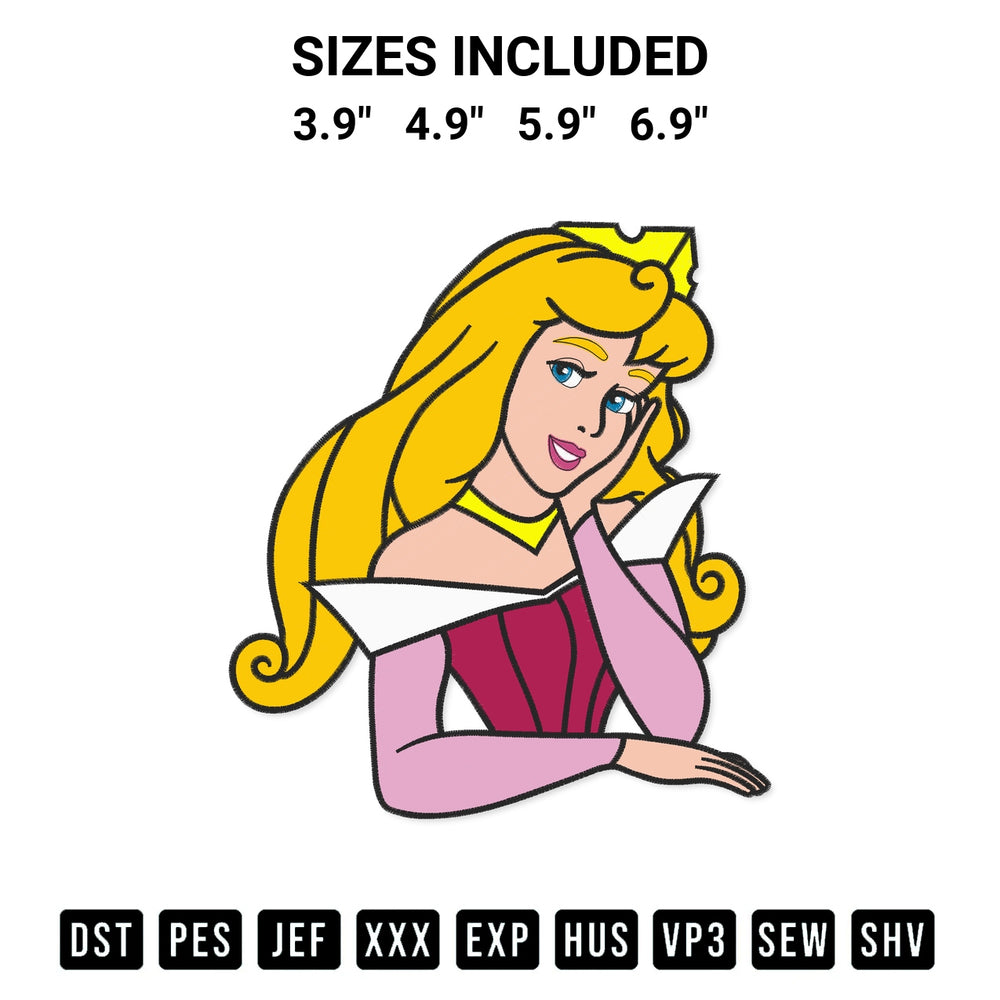 Discover the perfect addition to your crafting collection: Princess Aurora Embroidery Design embroidery file. Instantly available at Designspacks.com. Available sizes: 3.9", 4.9", 5.9", 6.9".