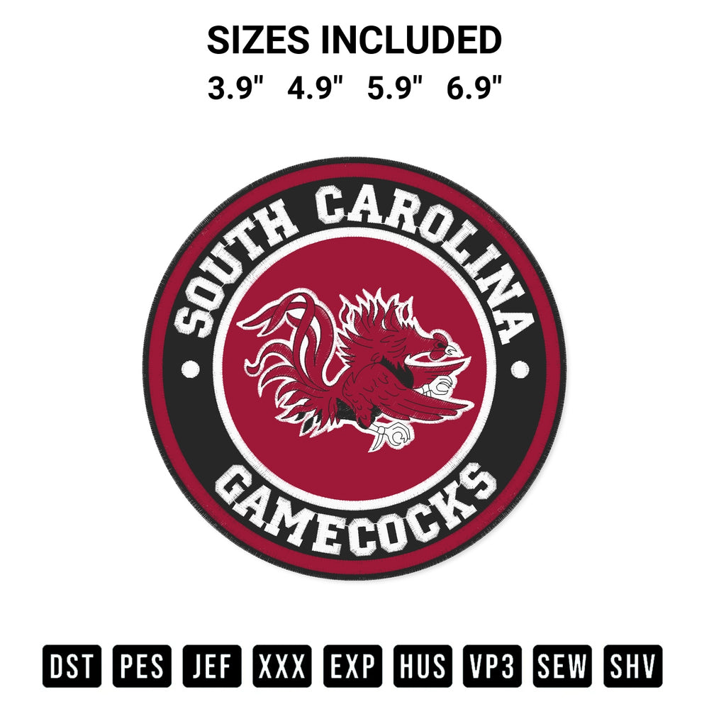 Transform your fabrics with the Ncaa South Carolina Gamecocks Logo Embroidery Design embroidery design. Instant access to premium digitized patterns at Designspacks.com. Available sizes: 3.9", 4.9", 5.9", 6.9".