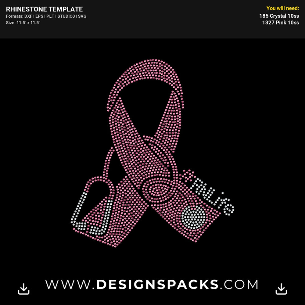 Nurse Pink Ribbon Rhinestone Digital Template