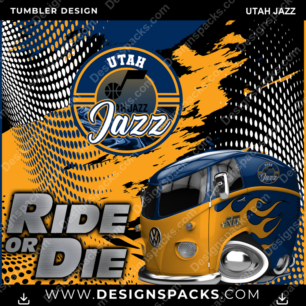 Basketball Ride or Die Utah Jazz NBA Basketball Tumbler Digital Wrap Design Download