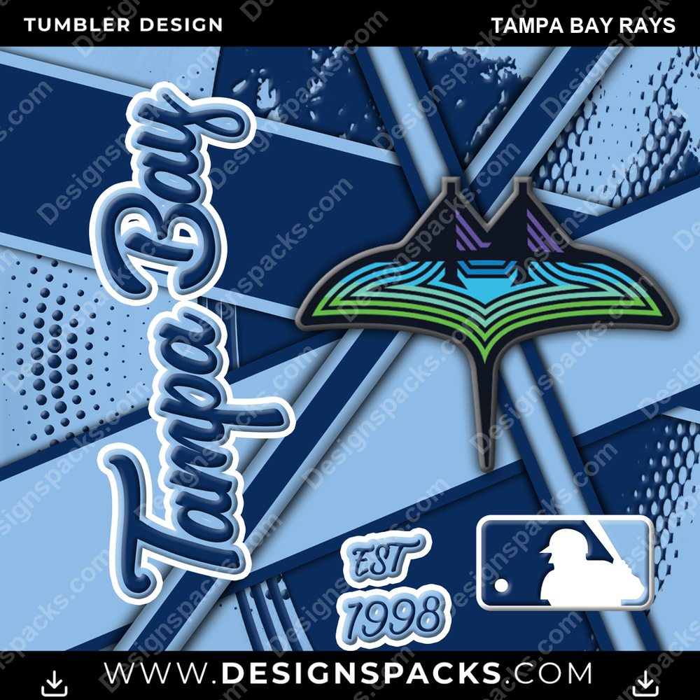 Baseball Team Sport Tampa Bay Rays MLB Baseball Tumbler Digital Wrap Design Download