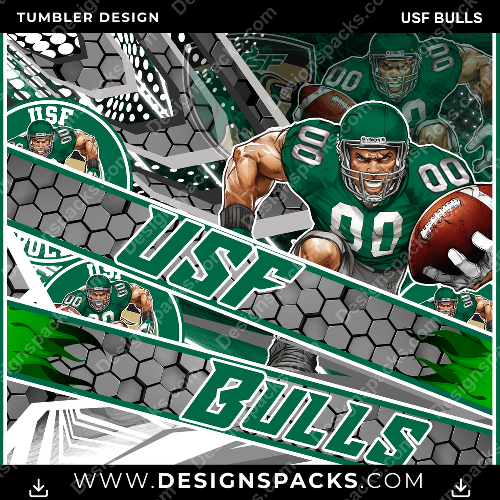 College Sport Fathead USF Bulls Tumbler Digital Wrap Design