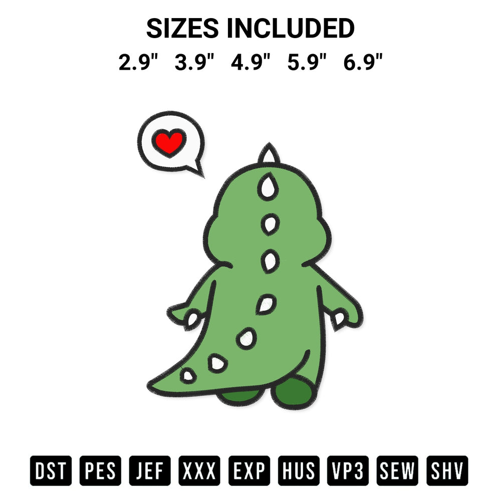 Add a unique touch to your apparel with the Green Dinosaurs Cute Embroidery Design embroidery file. Premium instant download available now on Designspacks.com. Available sizes: 2.9", 3.9", 4.9", 5.9", 6.9".
