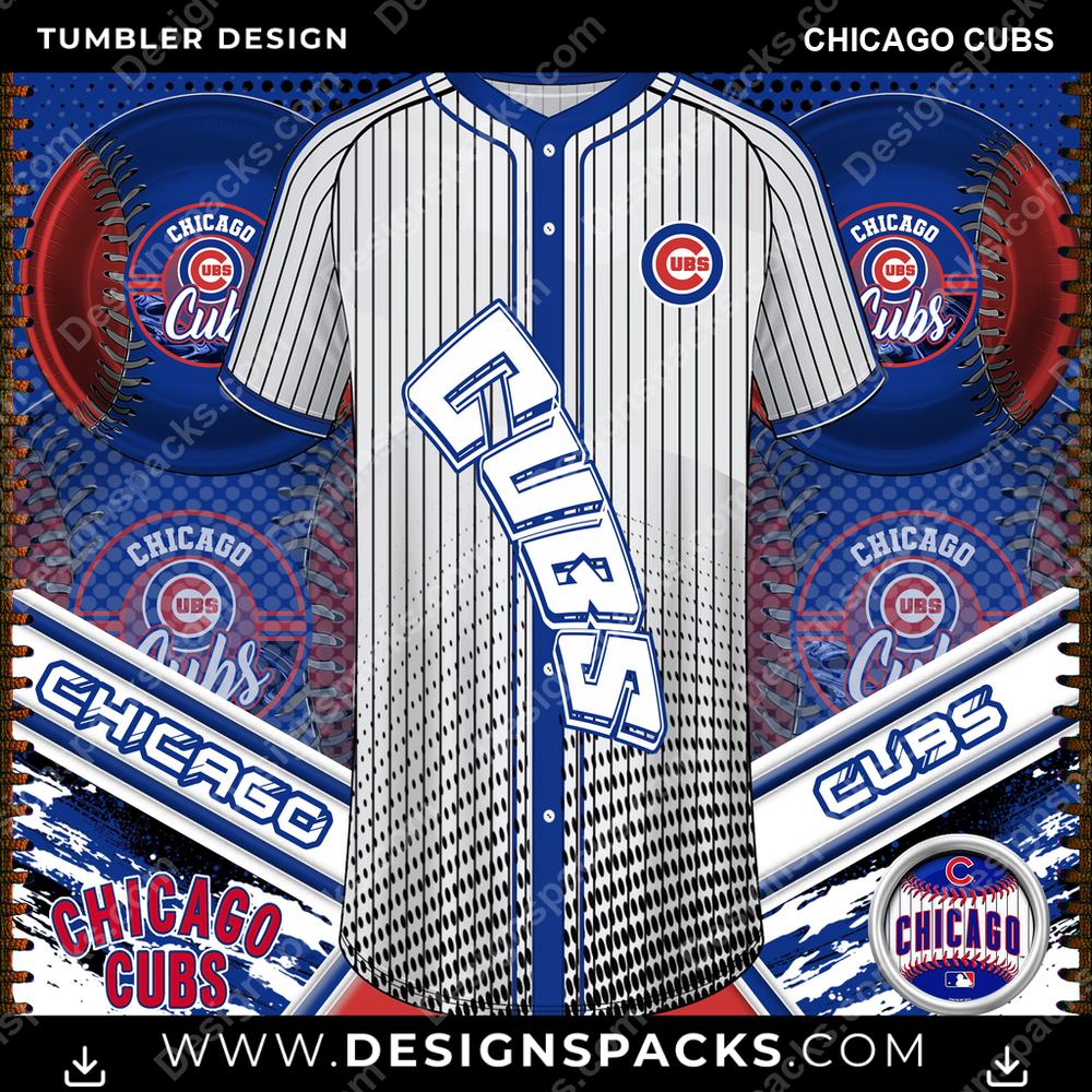 Baseball Jersey Team Chicago Cubs Tumbler Digital Wrap Design