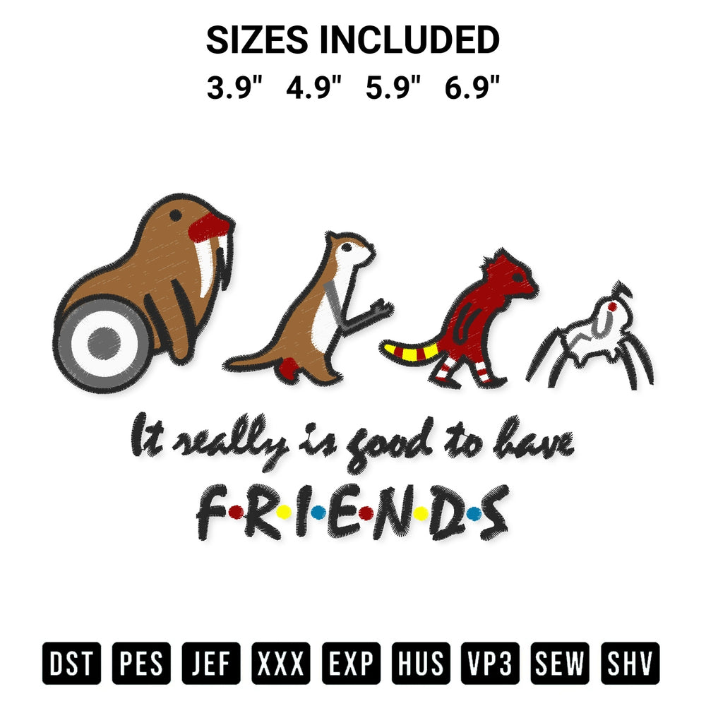 Create amazing crafts with the It Really Is Good To Have Friends Embroidery Design embroidery file. High-quality digital download from Designspacks.com, perfect for beginners and pros. Available sizes: 3.9", 4.9", 5.9", 6.9".