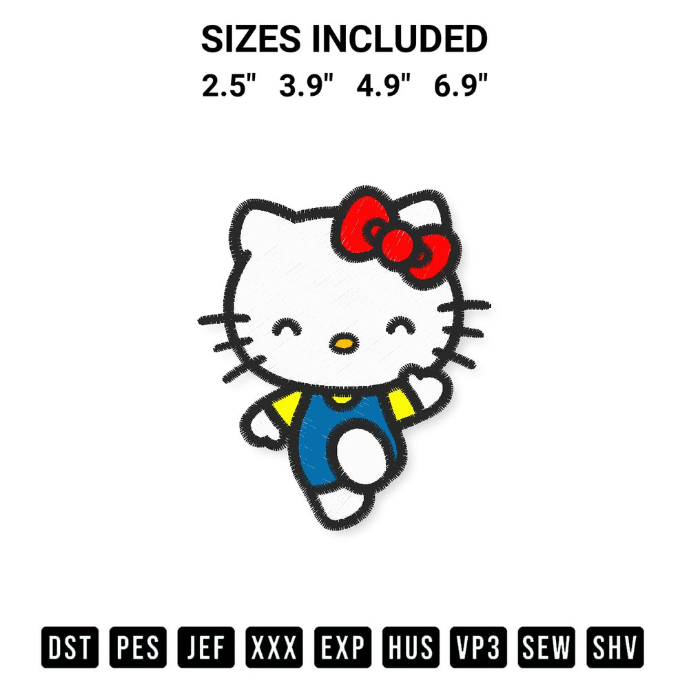 Create amazing crafts with the Hello Kitty Embroidery Design embroidery file. High-quality digital download from Designspacks.com, perfect for beginners and pros. Available sizes: 2.5", 3.9", 4.9", 6.9".