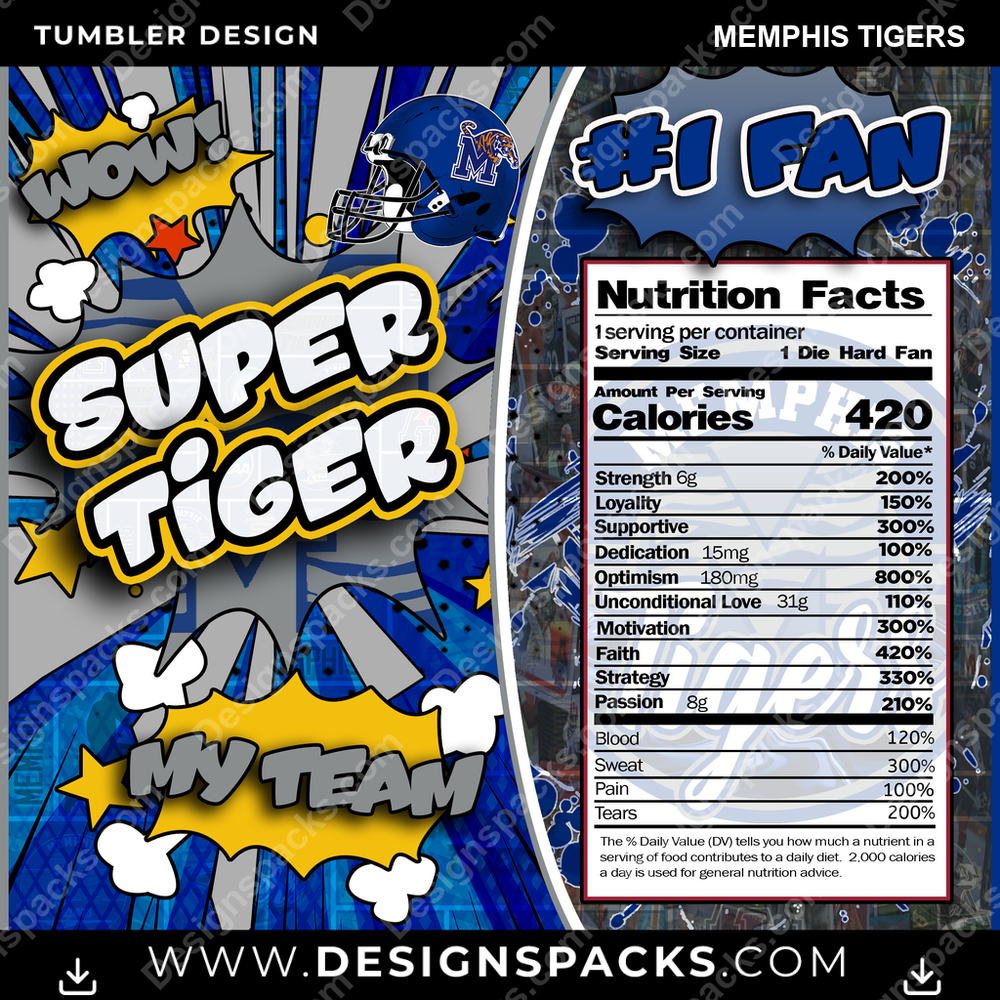 College Sport Super Team Memphis Tigers NCAA College Sport Tumbler Digital Wrap Design Download