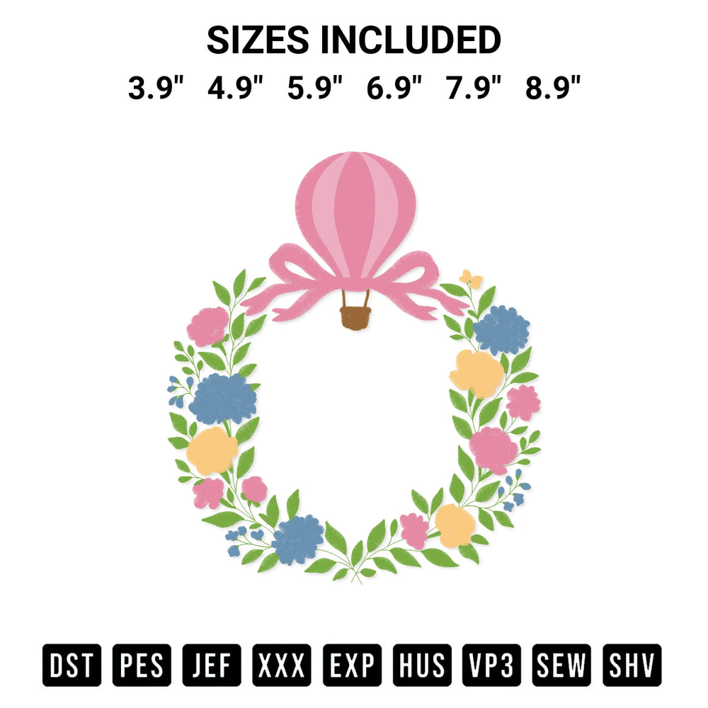 Download the Frame Wreath With Hot Air Balloons Embroidery Design machine embroidery design exclusively at Designspacks.com. Premium digitized pattern for apparel and DIY crafts. Available sizes: 3.9", 4.9", 5.9", 6.9", 7.9", 8.9".
