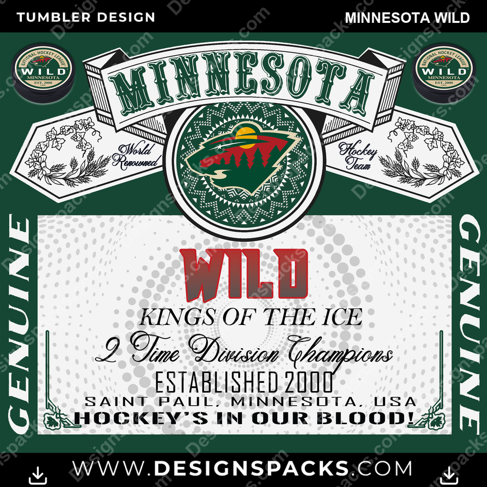 Hockey Budweiser Minnesota Wild Tumbler Digital Wrap Design