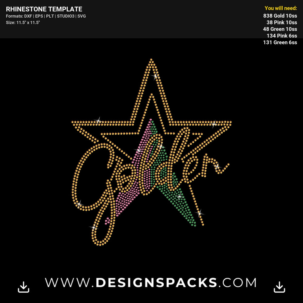 Aka Golden Star Updated Rhinestone Digital Template