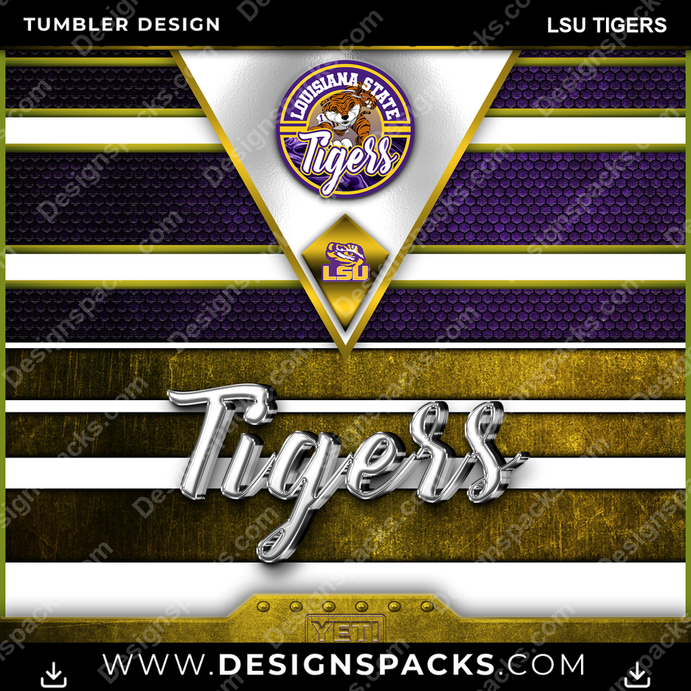 College Sport YETI LSU Tigers Tumbler Digital Wrap Design