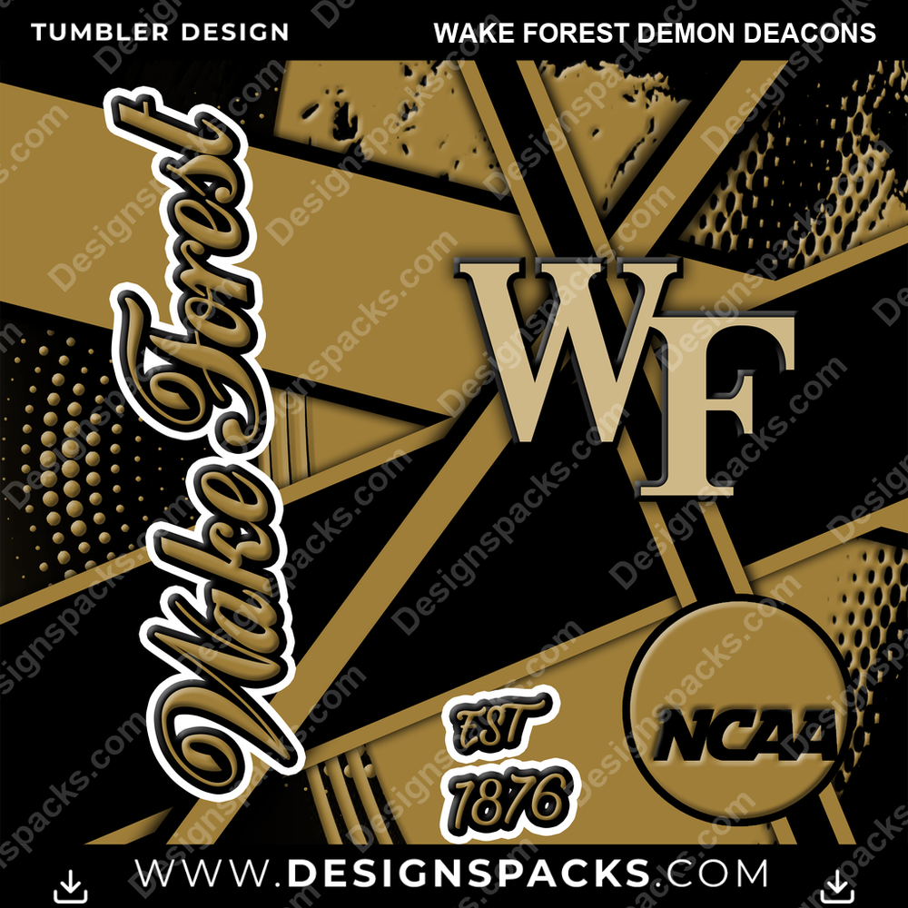College Sport Team Sport Wake Forest Demon Deacons NCAA College Sport Tumbler Digital Wrap Design Download