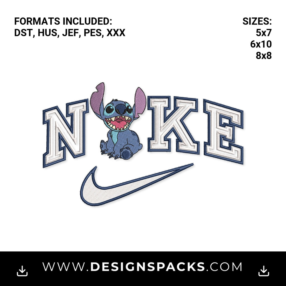 Stitch Nike College Varsity Swoosh Logo Embroidery Design - Instant digital download pattern at Designspacks.com