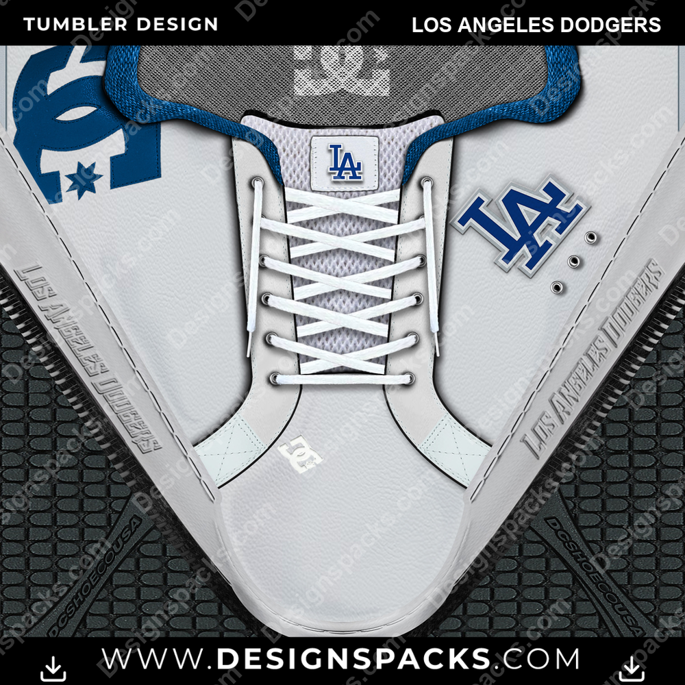 Diseño digital de vaso con envoltura de zapatilla de béisbol DC de los Dodgers de Los Ángeles