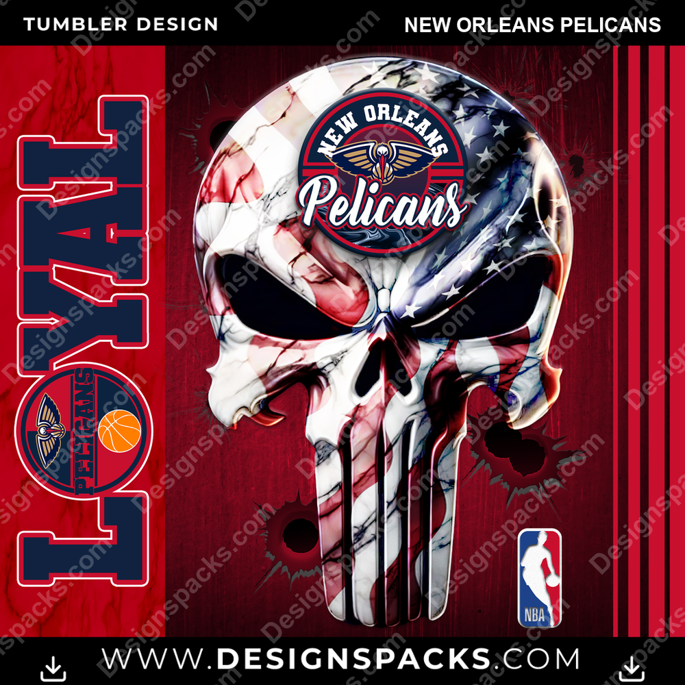 Basketball Loyal New Orleans Pelicans Tumbler Digital Wrap Design