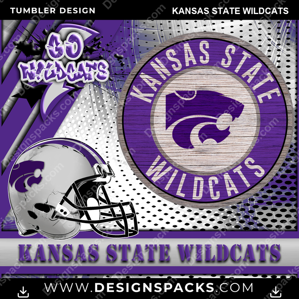 College Sport Go Team 2 Kansas State Wildcats NCAA College Sport Tumbler Digital Wrap Design Download