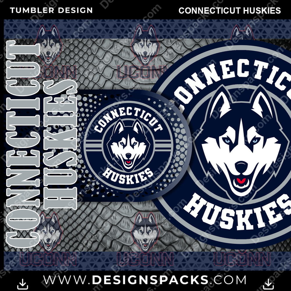 College Sport Hyper Connecticut Huskies Tumbler Digital Wrap Design