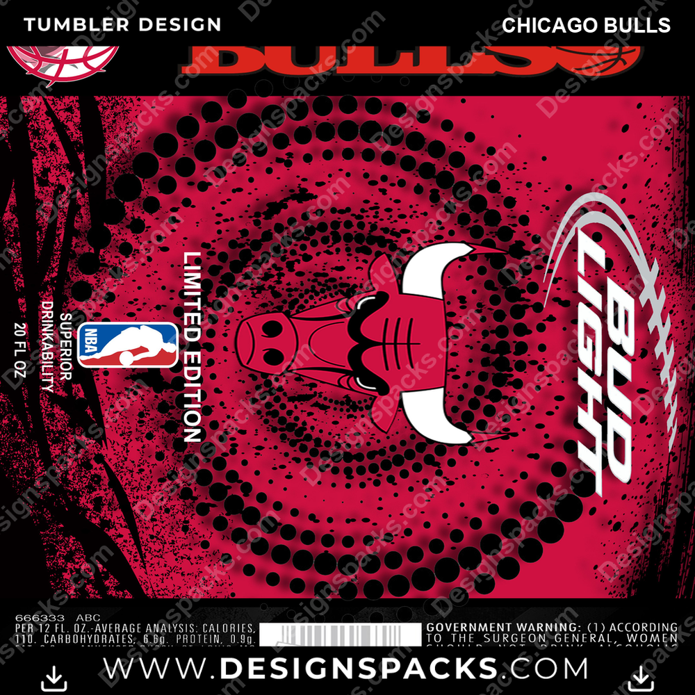 Basketball Bud Chicago Bulls Tumbler Digital Wrap Design