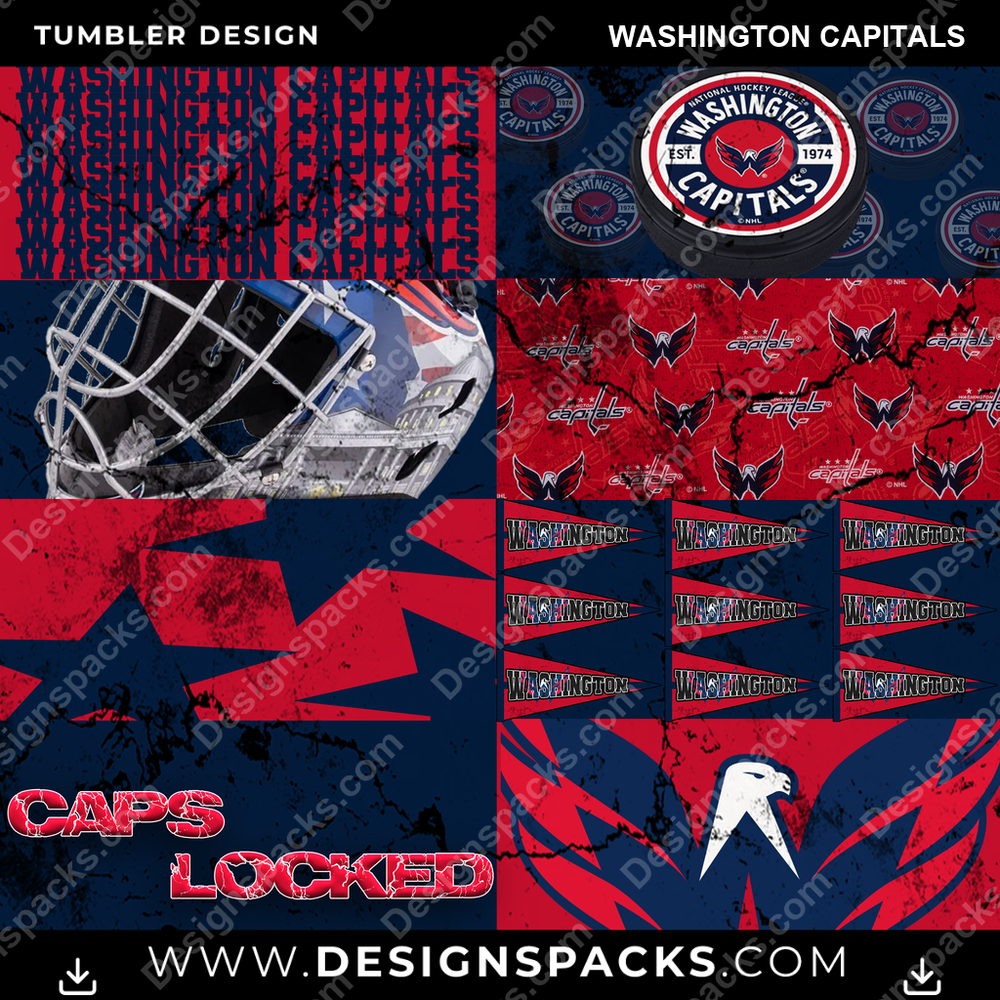 Hockey Distressed BG Washington Capitals Tumbler Digital Wrap Design