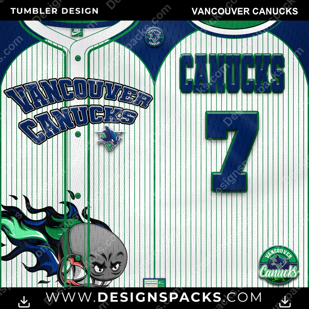 Ice Hockey Team Button-Up Jersey Vancouver Canucks NHL Hockey Tumbler Digital Wrap Design Download