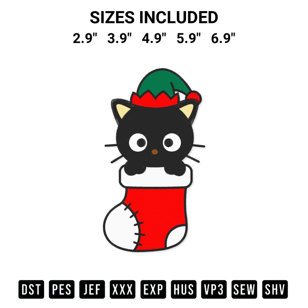 Shop the Chococat In Stocking Christmas Embroidery Design machine embroidery pattern at Designspacks.com. Beautifully digitized for flawless stitching on any fabric. Available sizes: 2.9", 3.9", 4.9", 5.9", 6.9".