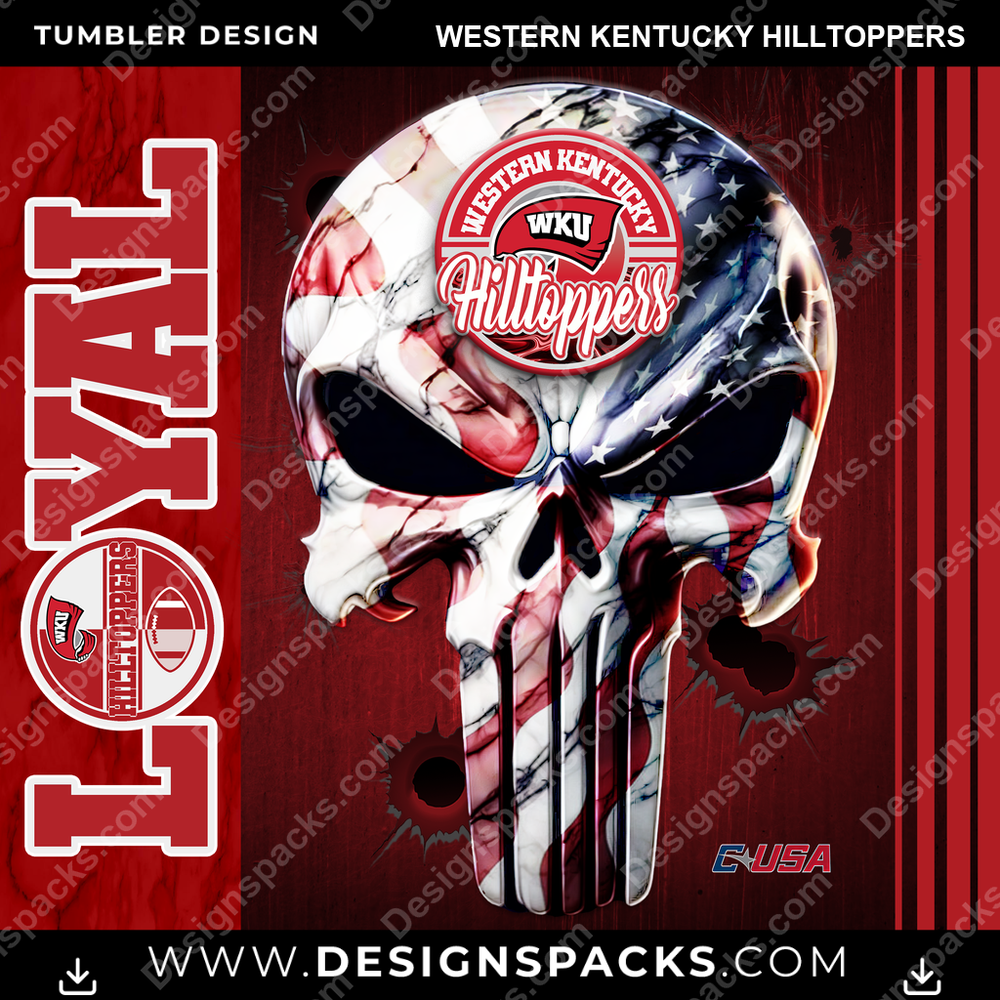 College Sport Loyal Western Kentucky Hilltoppers Tumbler Digital Wrap Design