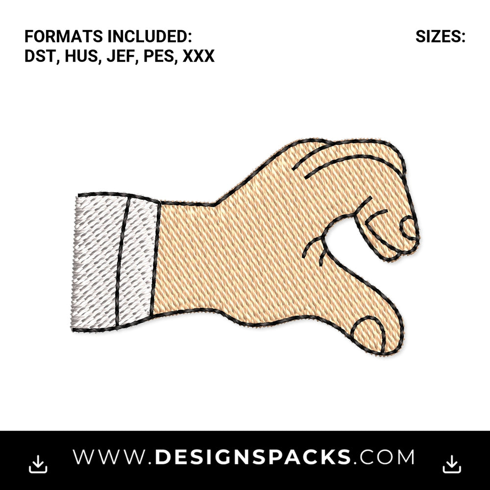 Half Heart Hand Gesture Embroidery Design - Instant digital download pattern at Designspacks.com