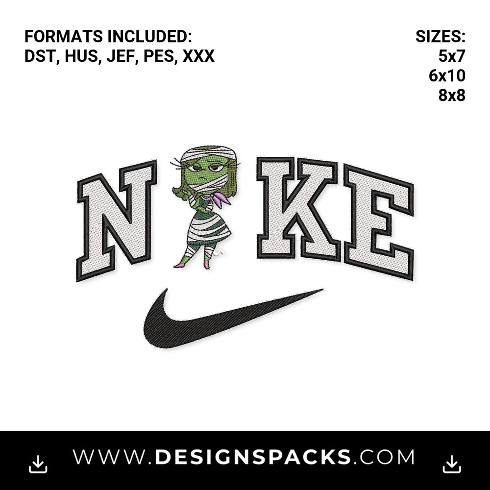 Mummy Disgust Halloween Swoosh Embroidery Design - Instant digital download pattern at Designspacks.com
