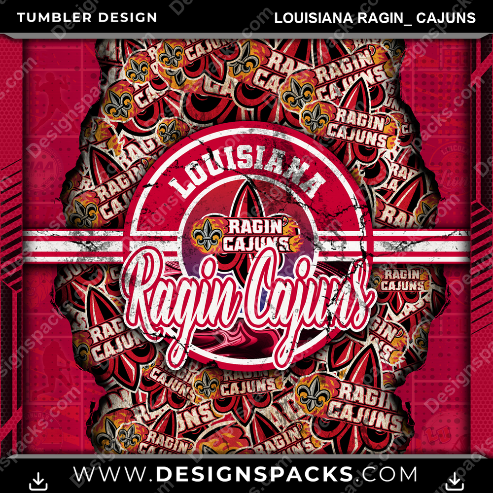 College Sport Ripped Louisiana Ragin_ Cajuns Tumbler Digital Wrap Design