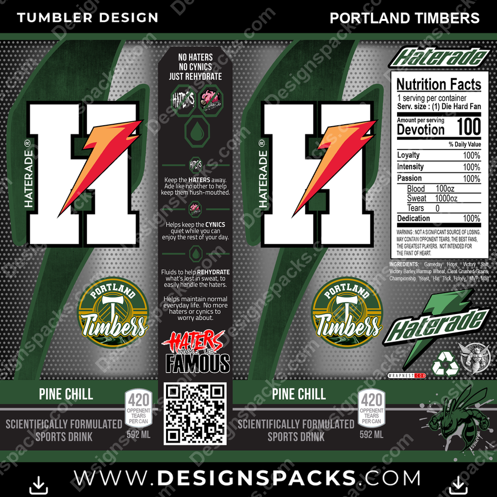 Soccer Haterade Portland Timbers Tumbler Digital Wrap Design