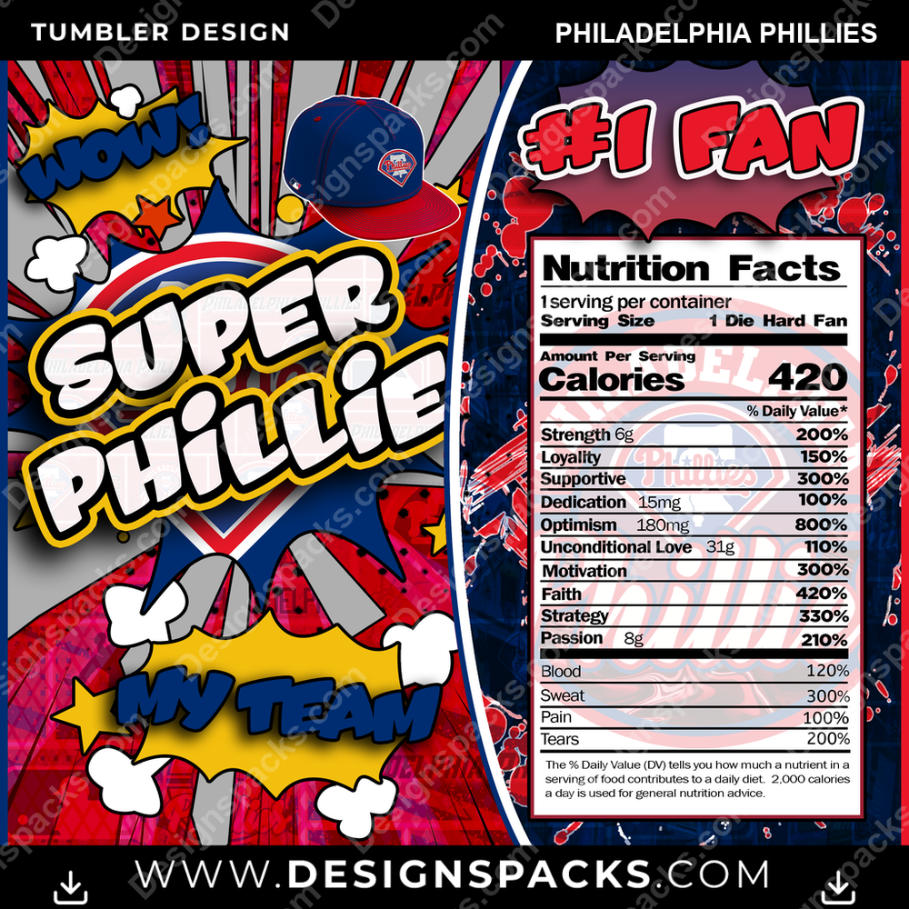 Baseball Super Team Philadelphia Phillies Tumbler Digital Wrap Design