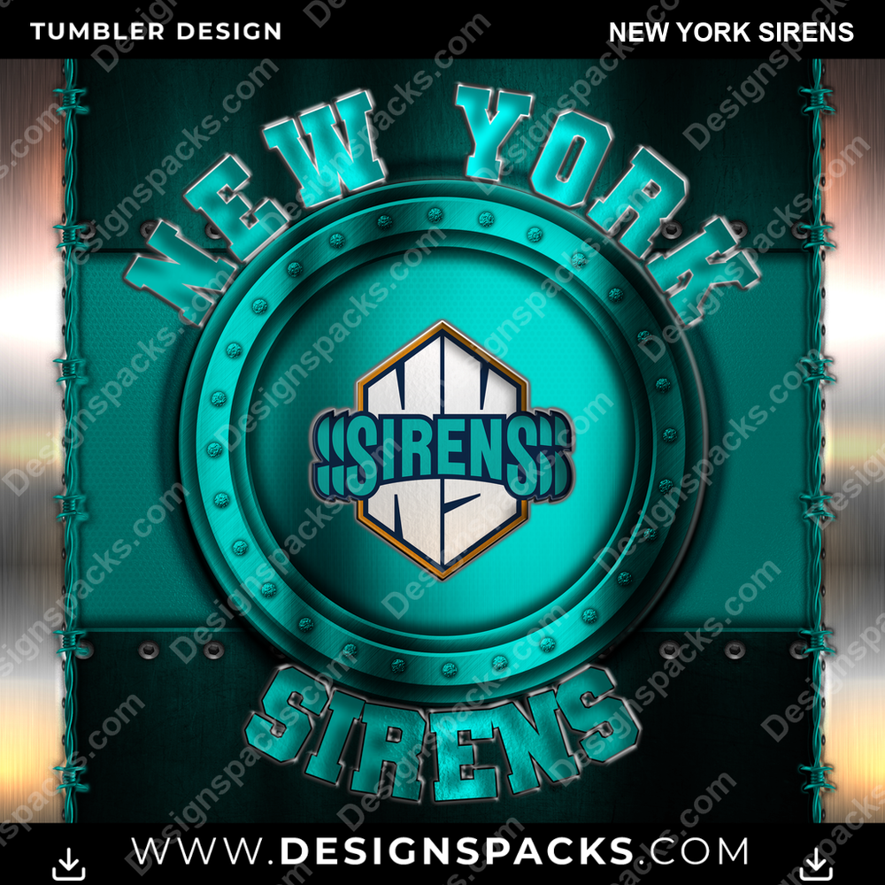 Hockey Metal New York Sirens NHL Hockey Tumbler Digital Wrap Design Download