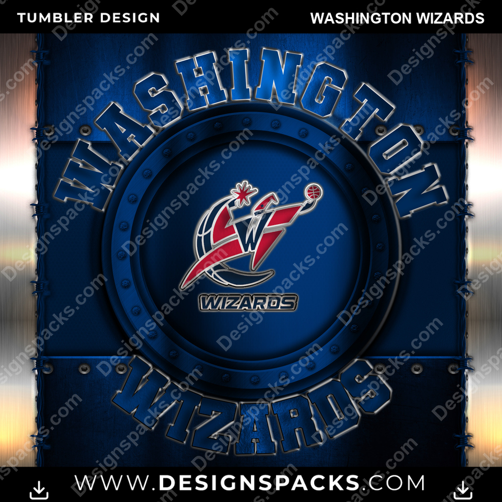 Basketball Metal Washington Wizards Tumbler Digital Wrap Design