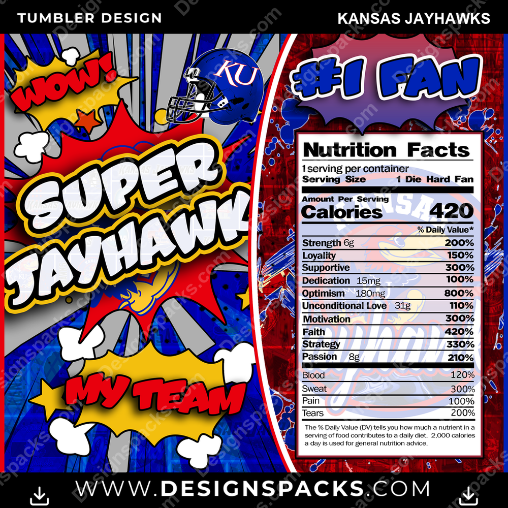 College Sport Super Team Kansas Jayhawks NCAA College Sport Tumbler Digital Wrap Design Download