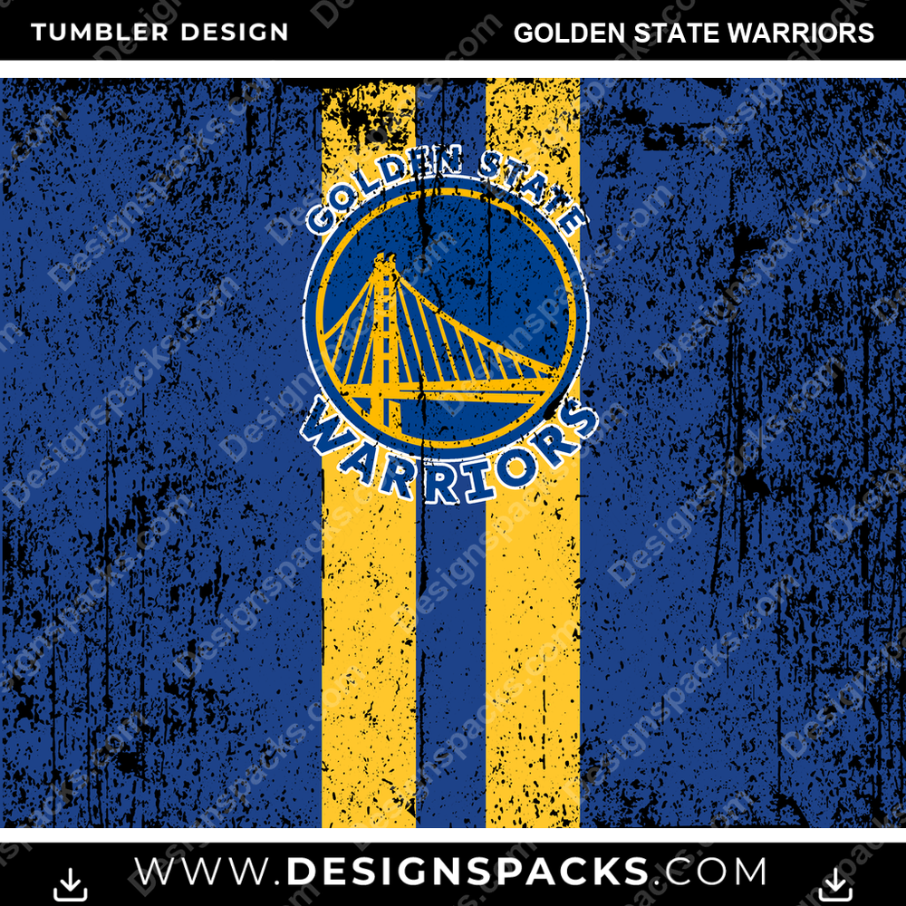 Basketball Grunge Style Golden State Warriors NBA Basketball Tumbler Digital Wrap Design Download